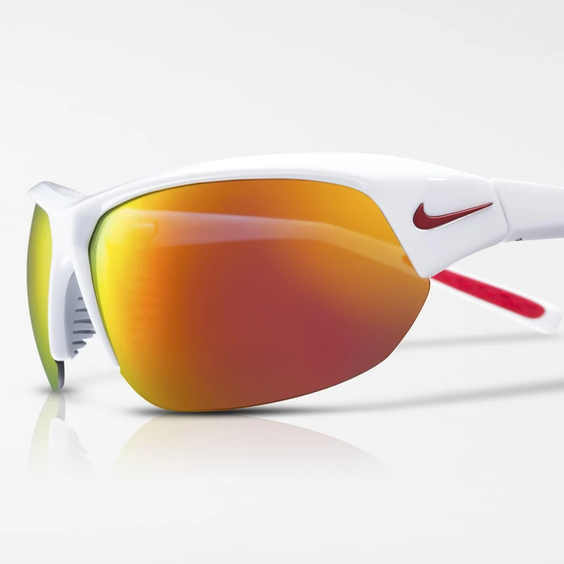 Nike Skylon Ace IU8046 Sport Sunglasses Running Training Outdoor Performance Sunglasses, White/Grey W/Blue Mirror, One Size