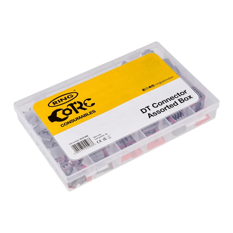 RING Terminals, Assorted Box (186 Pcs) 2, 3, 4, 6, 8 & 12 Pin, Includes Wedges, Locking Plates, Blanking Stems, Plus Male And Female Terminals, Suitable For Cable Sizes 0.5 mmâ² To 1.5 mmâ²