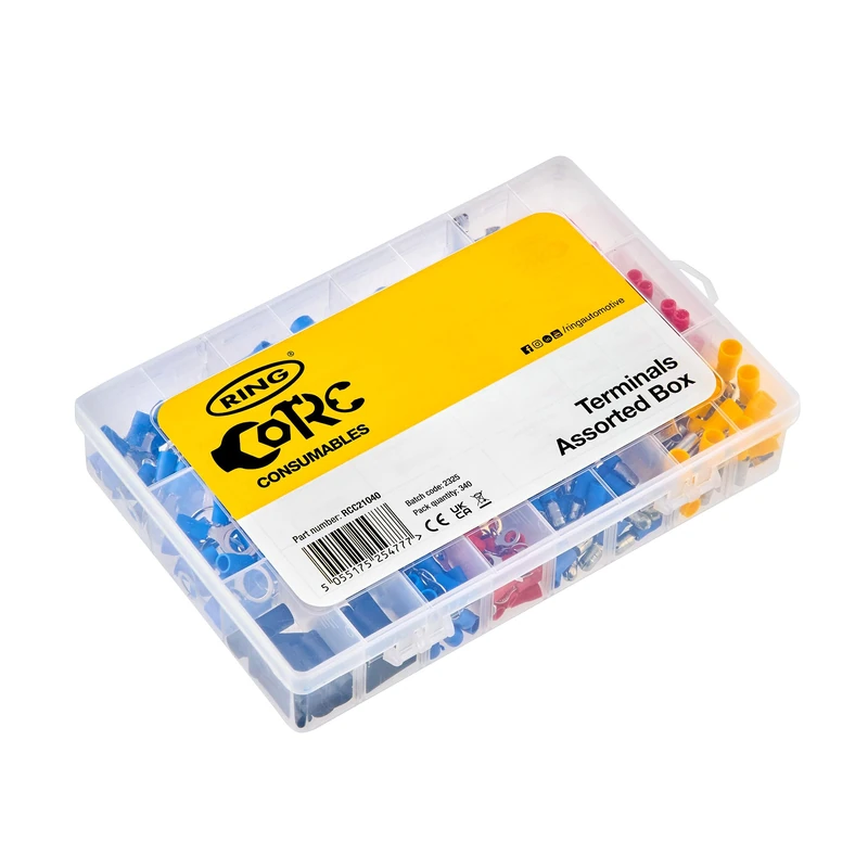 RING Terminals, Assorted Box (340 Pcs) Of Red Blue Yellow Terminals & Heat Shrink Includes Push-On Bullet Butt, Cable Size 4.0 mmâ² - 6.0 mmâ²