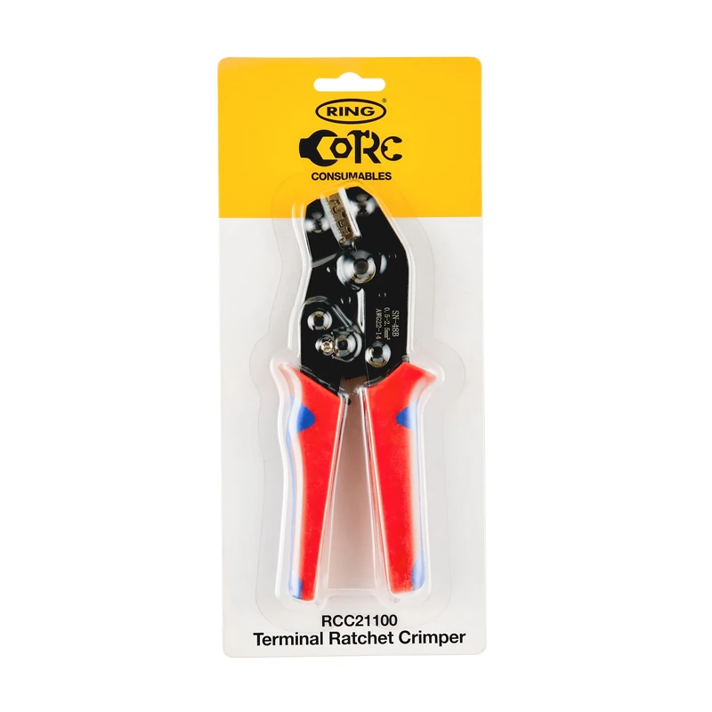 RING Ratchet Crimper, Suitable For Wire 0.5 mmâ² To 5.0 mm (1Pc) Ratchet Crimping Pliers For Insulated Terminals For Crimping 0.5 mmâ² To 5 mmâ² Wire, Ratchet Motion, Rubber Handle