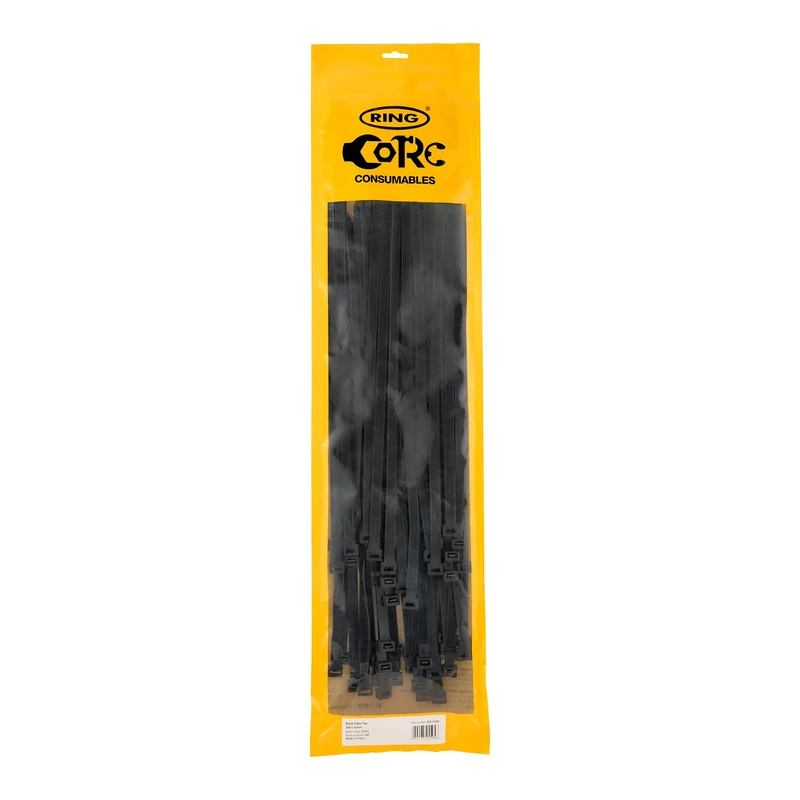 RING Black Cable Ties, 550 x 12.0 mm (100 Pcs) General Purpose, Supplied in a Re-Sealable Pack
