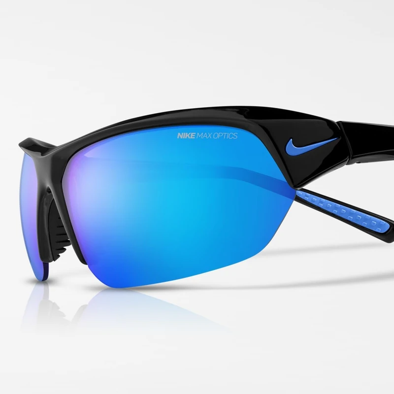 Nike Skylon Ace M FQ4684 Sports Sunglasses Running Training Outdoor Performance Sunglasses, Black/Blue Mirror, One Size