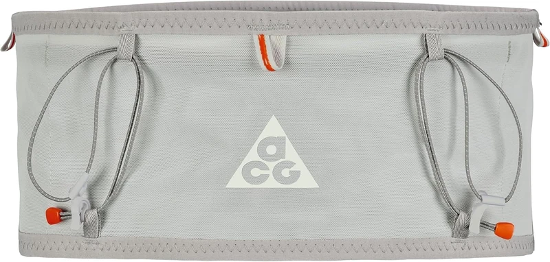 Nike ACG GOAT Belt Outdoor Belt Hiking Trekking Trail Running Sports Belt Adjustable, Grey Fog/Safety Orange/Summit White, XS