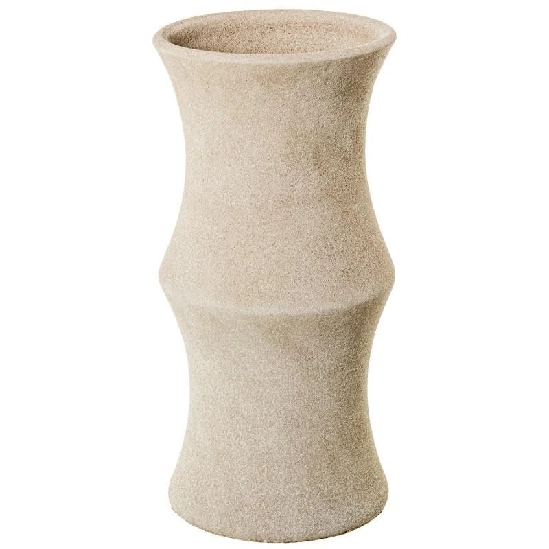 DRW Round Umbrella Stand with Bamboo Shape Ceramic Beige 50x25x25cm - Image 1
