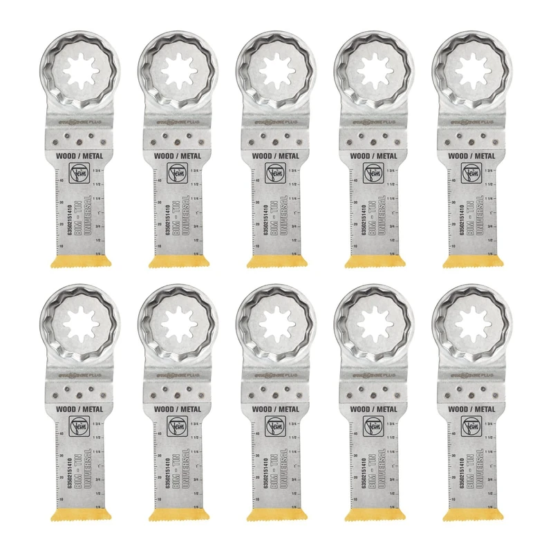 FEIN LongLife E-Cut Bimetal Long Life Deep Cut Blade Pack of 10, Width 28 mm, Length 60 mm, StarlockPlus Attachment, Titanium Coated Bi-Metal Blade - Image 1