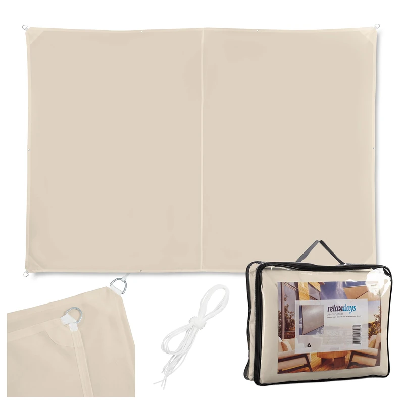 Relaxdays shade sail, polyester, water-repellent, sailcloth with eyelets & guy ropes, sizes & colours