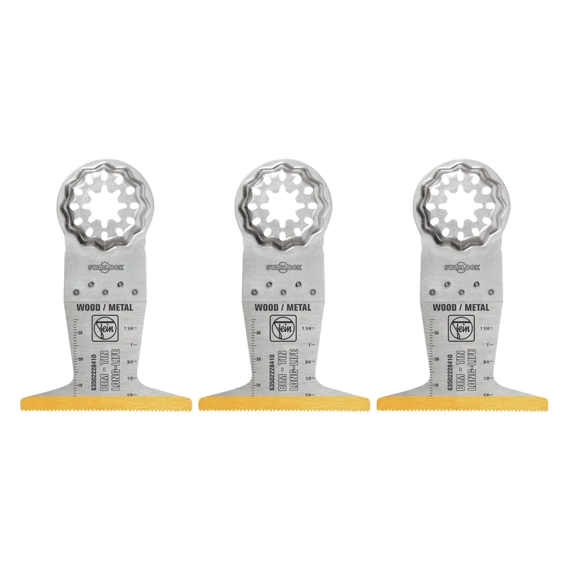 FEIN LongLife E-Cut Long-Life Bi-Metal Deep Cut Blade 65mm Width 50mm Starlock Attachment Titanium Coated Bi-Metal Blade - Image 1