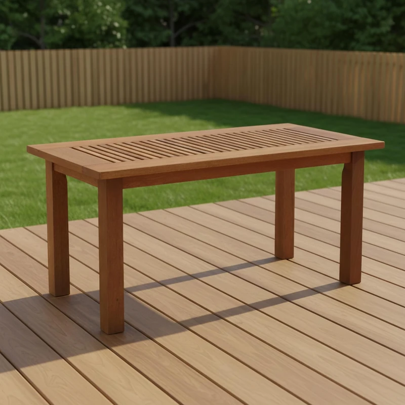 Furinno TIOMAN Patio Table, Outdoor Side Table, Coffee Table in Teak Oil, for Patio, Garden, Porch, for Patio, Garden, Porch, Light Wood