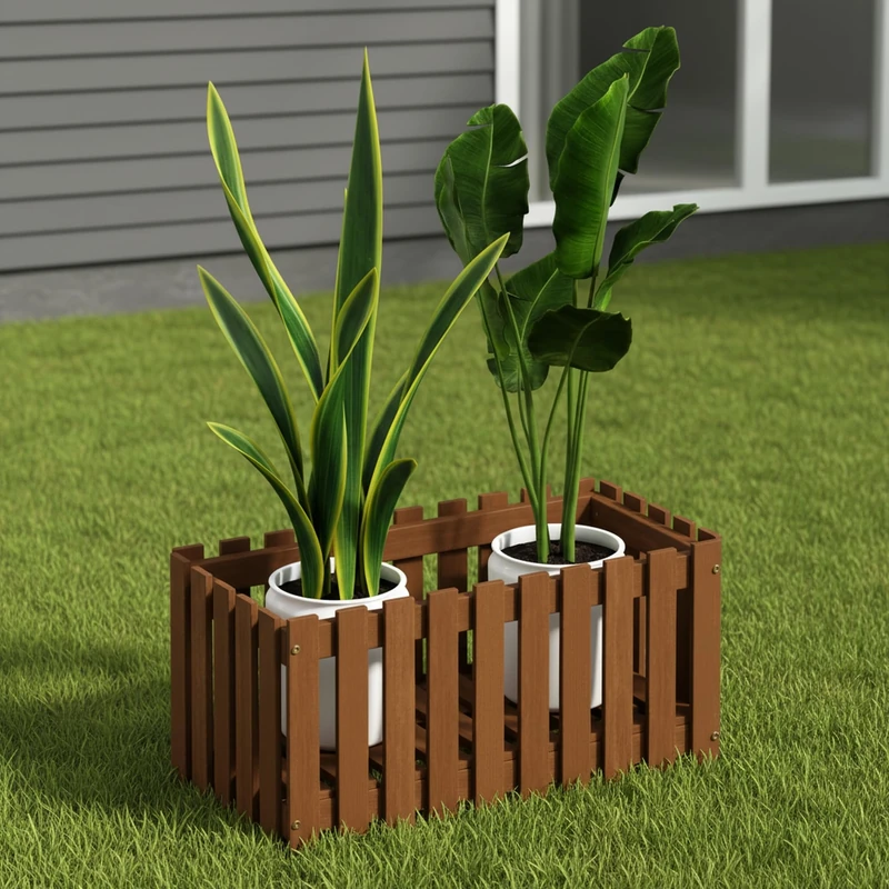 Furinno TIOMAN Planter Box, Hardwood Slat Style Flower Box, Rectangular Garden Box, in Teak Oil, Indoor, Outdoor, Patio, Garden, Balcony, Light Wood
