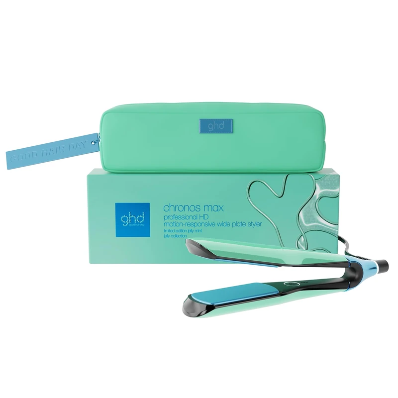 ghd Chronos Max Limited Edition Wide Plate Hair Straightener in Jelly Mint - with Matching Heat-Resistant Bag