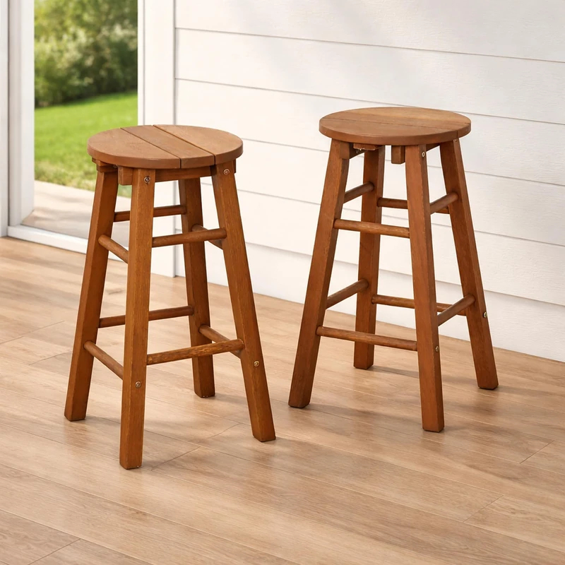 Furinno TIOMAN Outdoor Barstool, Set of 2, Promo Arch Bar Stool, for Patio, Garden, Porch, Light Wood