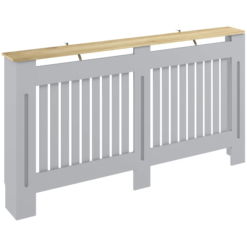 HOMCOM Slatted Radiator Cover Painted Cabinet 152W x 19D x 81H cm Grey