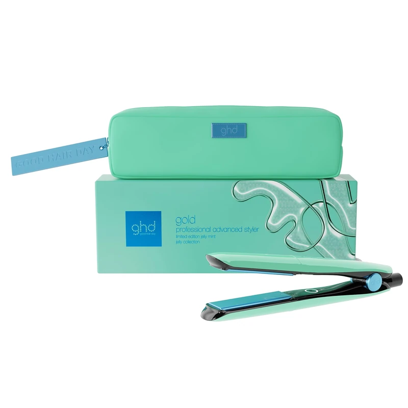 ghd Gold Limited Edition Hair Straightener in Jelly Mint - with Matching Heat-Resistant Bag - Professional Advanced Styling, for Sleek, Smooth Hair with More Shine - for All Hair Types (UK Plug)