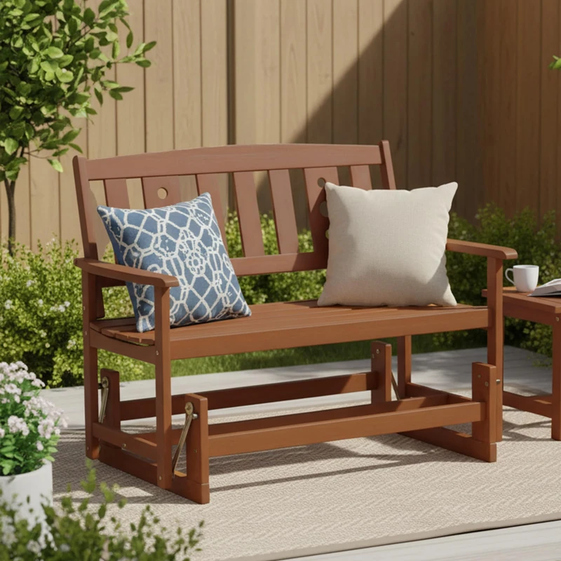 Furinno TIOMAN Outdoor Glider, New Mexico Glider Chair in Teak Wood, for Patio, Garden, Porch, Light Wood