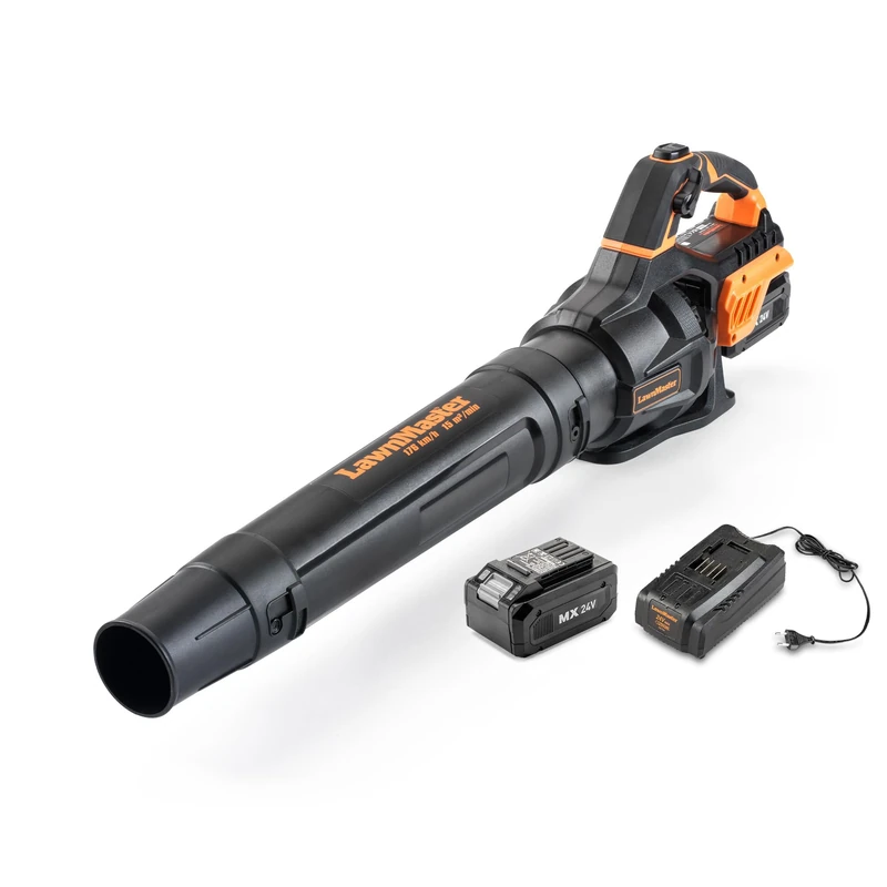 LawnMaster MX 24V Battery Powered Leaf Blower with Axial Fan, Powerful Cordless Garden Blower with MX 24V Lithium Ion Battery and Charger
