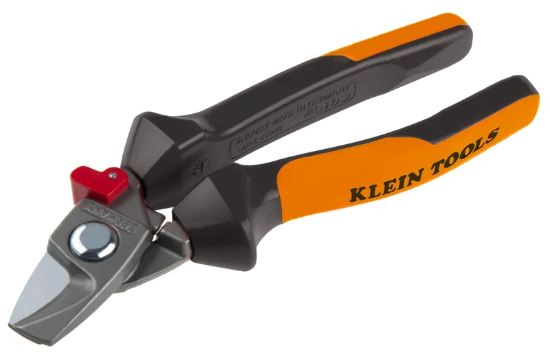 Klein Tools 630180EINS Cable Shears 180 mm | VDE 1000 V AC Insulated | for Cu and Al Cables up to Diameter 18 mm / 50 mm² | with Power Joint and Locking | Made in Germany