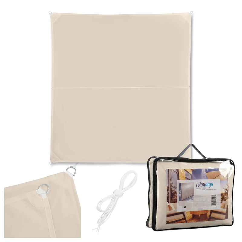 Relaxdays shade sail, polyester, water-repellent, sailcloth with eyelets & guy ropes, sizes & colours