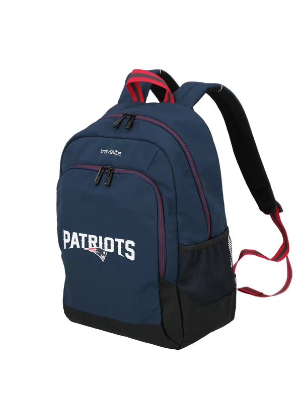 Travelite NFL College Backpack New England Patriots School Backpack Made of Durable Nylon with Laptop Compartment 15.6 Inches, Snap On Function and Padded Backpack, Ideal for School/Work, 31 x 43 x 20