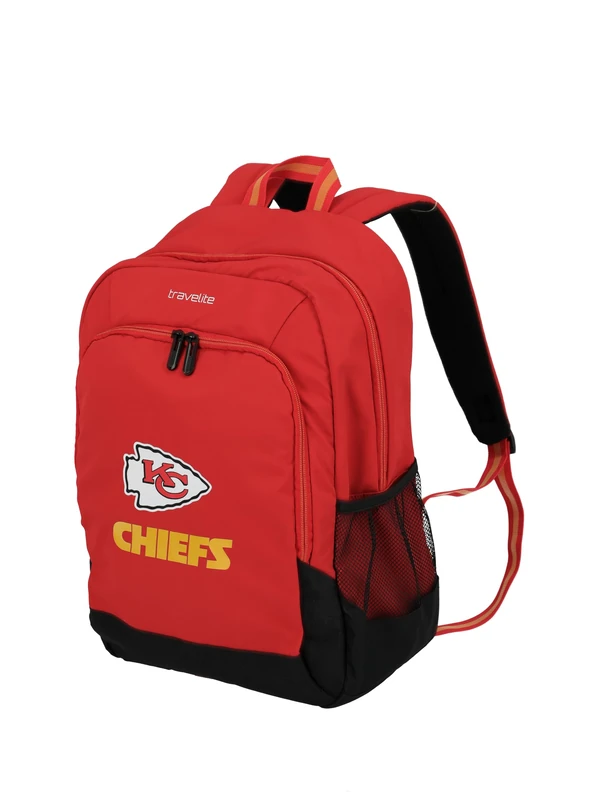 Travelite NFL College Kansas City Chiefs School Backpack Made of Durable Nylon with Laptop Compartment 15.6 Inches, Snap On Function and Padded Backpack, Ideal for School/Work, 31 x 43 x 20 cm