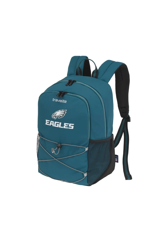 Travelite NFL Philadelphia Eagles Backpack Sports Backpack Made of Durable Nylon with Padded Laptop Compartment 13 Inches, Snap On Function and Padded Back, Ideal for Everyday/Sports, 27 x 41 x 19