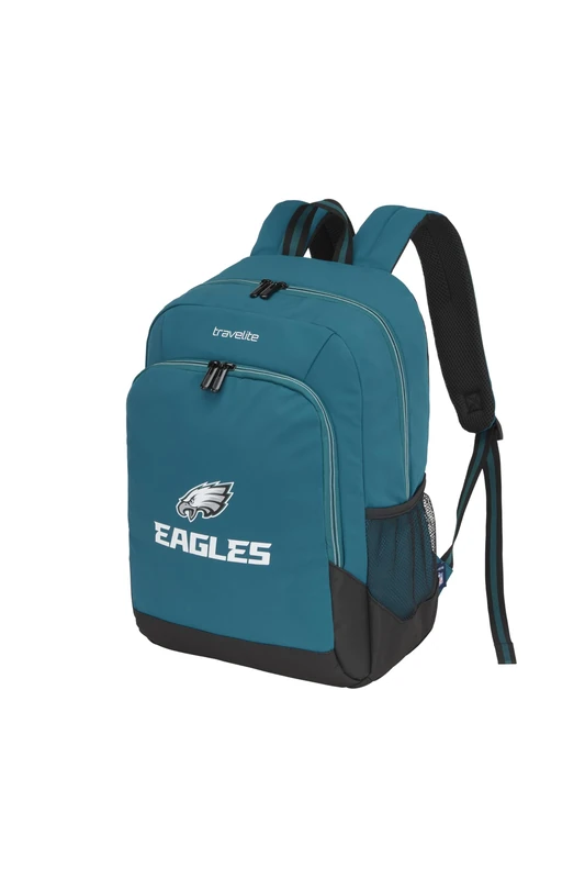 Travelite NFL College Philadelphia Eagles School Backpack Made of Durable Nylon with Laptop Compartment 15.6 Inches, Snap On Function and Padded Backpack, Ideal for School/Work, 31 x 43 x 20 cm