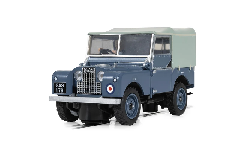 Scalextric C4661 Land Rover Series 1 RAF Edition Slot Car, Service Blue, with Working Lights and Magnatraction 1:32 Scale - Image 1