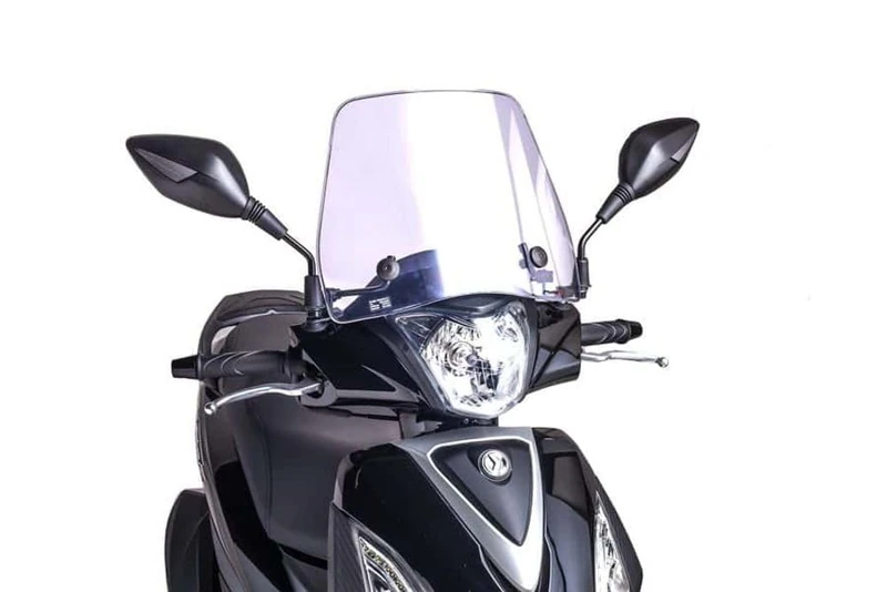 Puig 8179W Trafic low aerodynamic 3 mm polycarbonate windscreen for scooter with urban design and anti-vibration wind protection, Clear