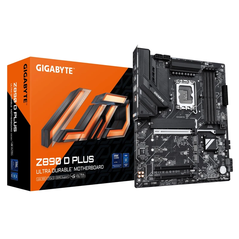 GIGABYTE Z890 D PLUS Motherboard - Supports Intel Core Ultra (Series 2) CPUs, 12+1+2 phases VRM, up to 9466MHz DDR5 (OC), 1xPCIe 5.0 M.2 + 3xPCIe 4.0 M.2, 2.5GbE LAN, USB 3.2 Gen 2