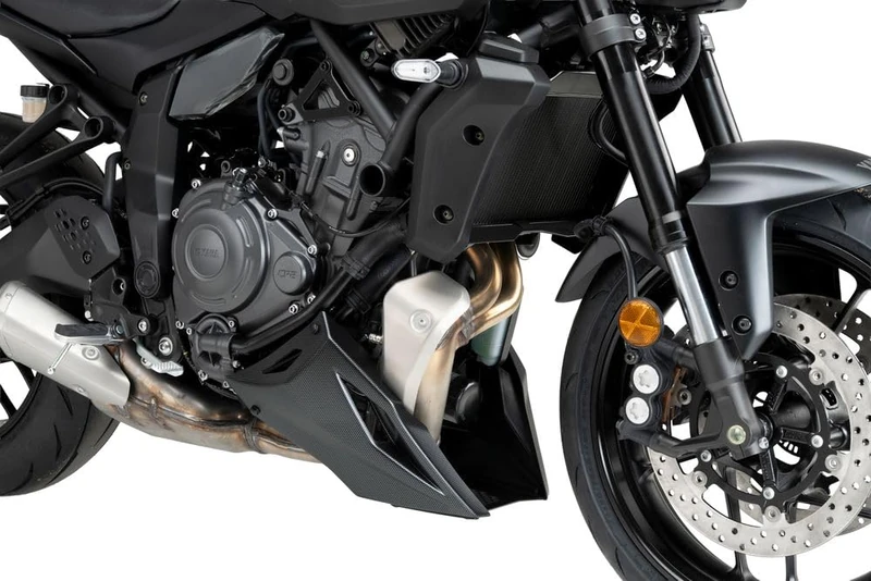 Puig 22415C Lower Fairing aerodynamic motorcycle belly pan made of high-resistance ABS and aluminum with sporty design and engine protection, Carbon Look