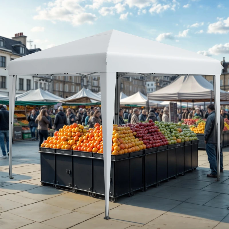 DWVO Gazebo 3 x 3 m, Pop Up Tent with Storage Bag, Fully Waterproof, Folding Shelter for Weddings, Outdoor Parties, Camping and Events (White)