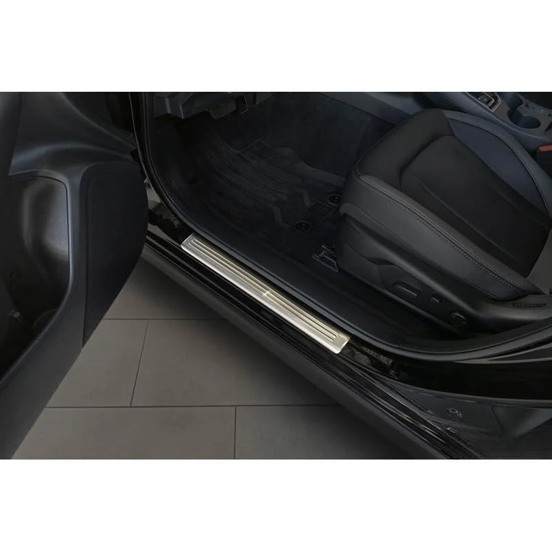 Avisa Inox door sill protectors compatible with Subaru Crosstrek III 2023- - 'Lines' - 4-pieces