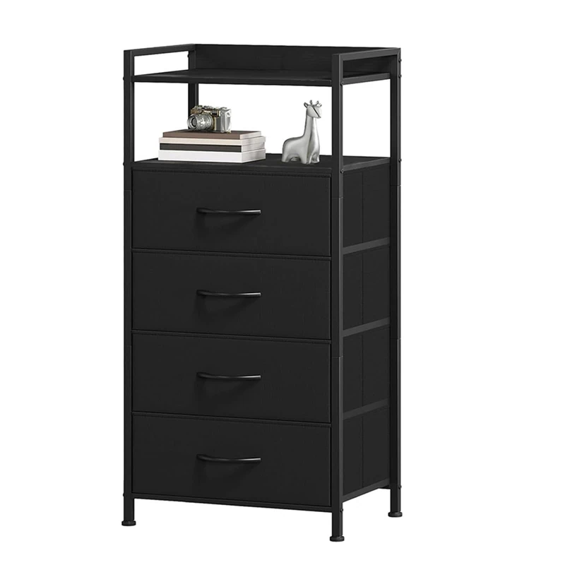 GarveeLife Chest of Drawers 4 Fabric Drawers Storage Cabinet for Bedroom Living Room Hallway Chest of Drawers 41 x 29 x 83.5 cm - Image 1