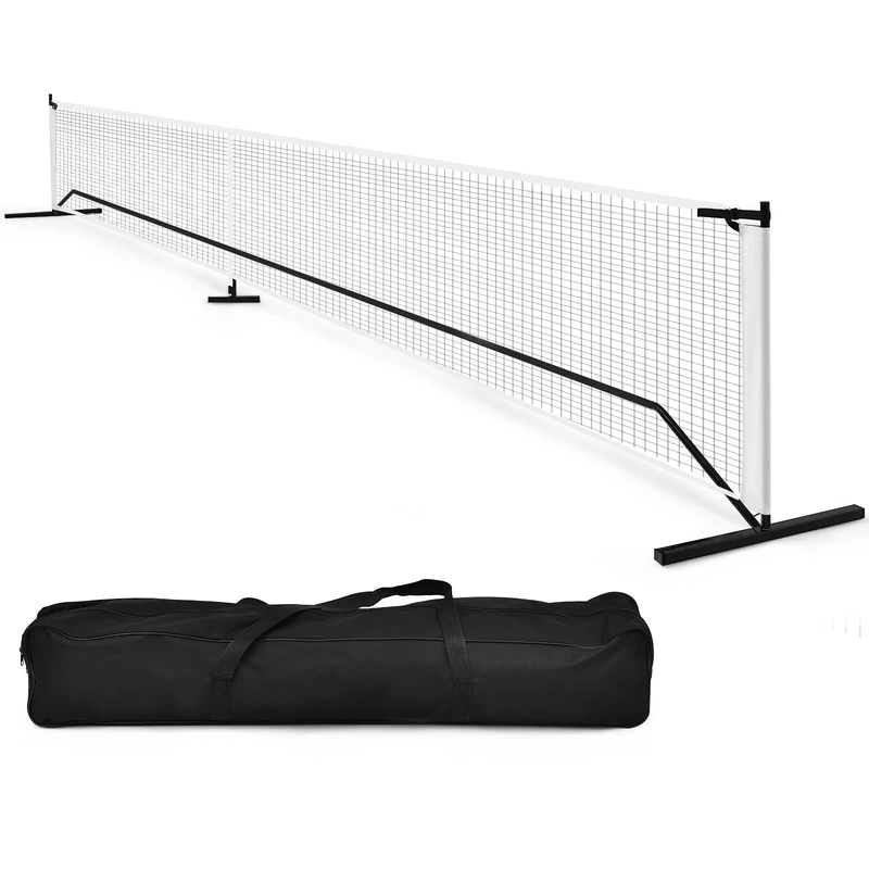 GYMAX Portable Pickleball Net, 22FT Metal Frame Badminton Net with Carrying Bag, All Weather Condition Pickle Ball Game Net System for Indoor Outdoor