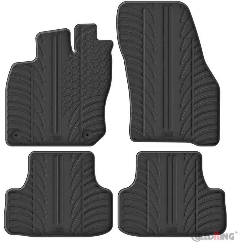 Gledring Set of Rubber Mats Compatible with Volkswagen T-ROC II eTSI 2025 Onwards (T Profile 4 Pieces + Mounting Clips)
