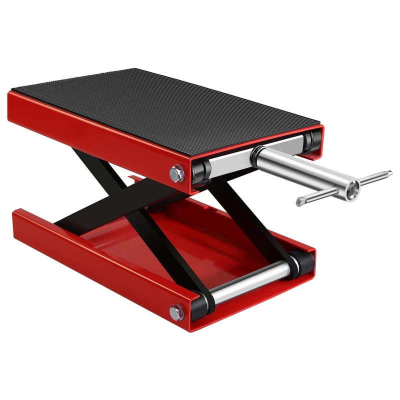 500kg (1100lb) Motorcycle Scissor Lift Jack with Safety Pin, 95mm-475mm Extra High Lift Wide Deck Motorbike Stand for Cruisers, Touring, ATVs & Dirt Bikes