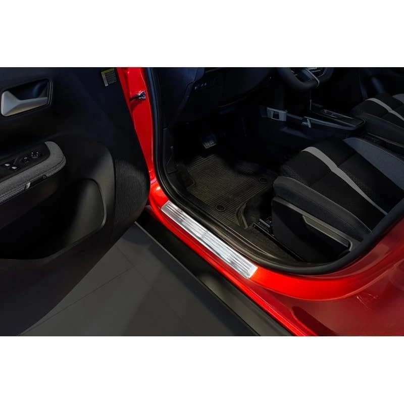 Avisa Inox door sill protectors compatible with Mitsubishi Opel Frontera (EV) 2024- - 'Lines' - 4-pieces