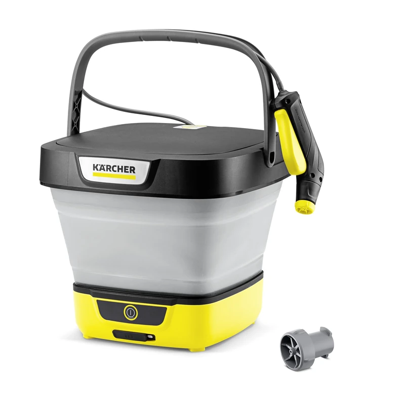 Kärcher Portable Pressure Washer OC 3 Foldable, Mobile Cleaning, Low Pressure, Lithium-Ion Battery, Foldable Tank: 8 L, Tube: 1.8 m, Flat Jet Nozzle, Concentrated Jet Nozzle