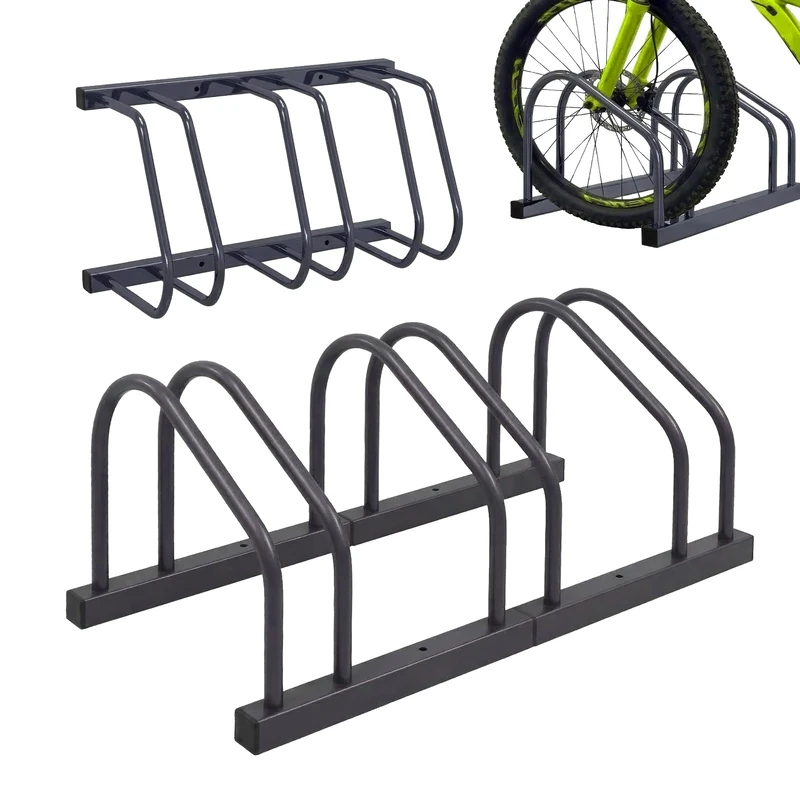 Relaxdays Bike Stand – Floor & Wall Mount, up to 65 mm tyre width, Garage & Yard, Multi-bike Rack, Steel, Silver