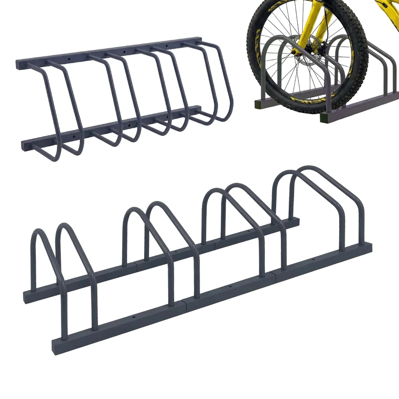 Relaxdays Bike Stand – Floor & Wall Mount, up to 65 mm tyre width, Garage & Yard, Multi-bike Rack, Steel, Silver