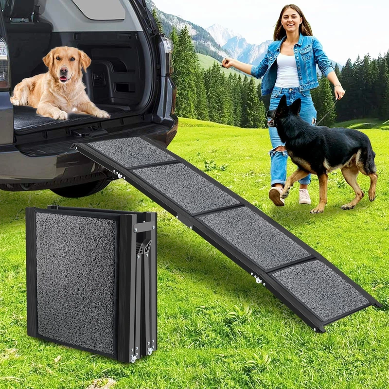 NK Dog Ramp – Folding Ramp, Non-Slip, Lightweight, Durable, for Pets up to 65 kg, Indoor and Outdoor Use, Size 160 × 44 cm, Black