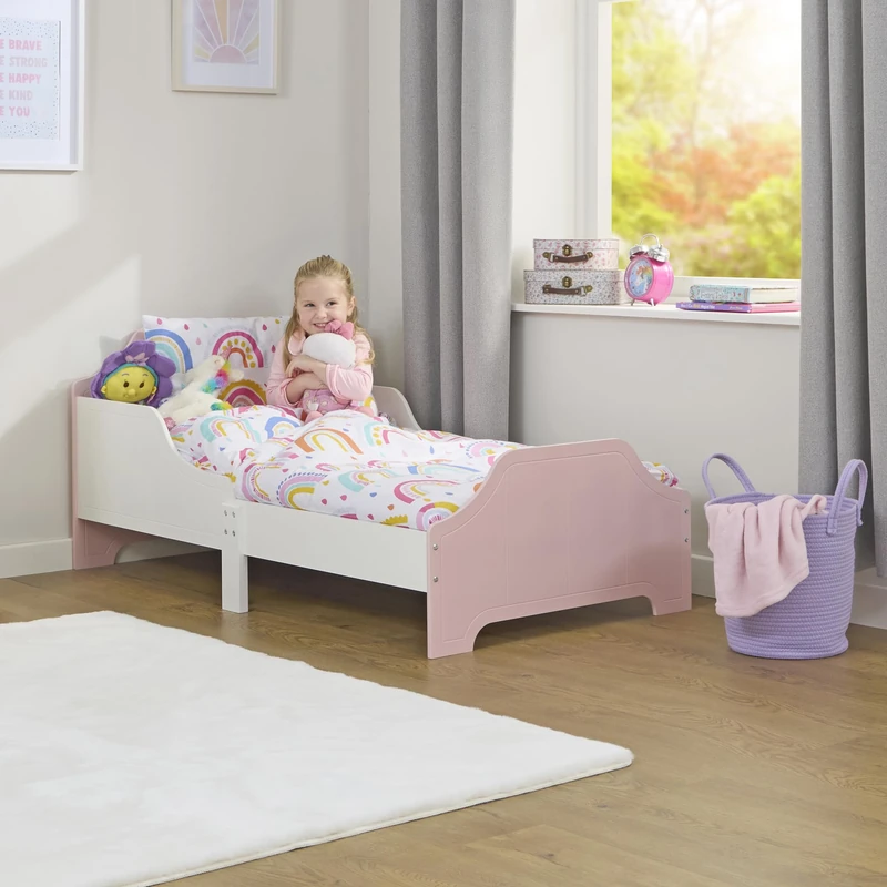 Two Tone Toddler Bed – White & Pink