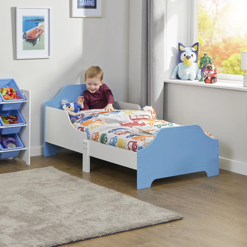 Two Tone Toddler Bed – White & Blue