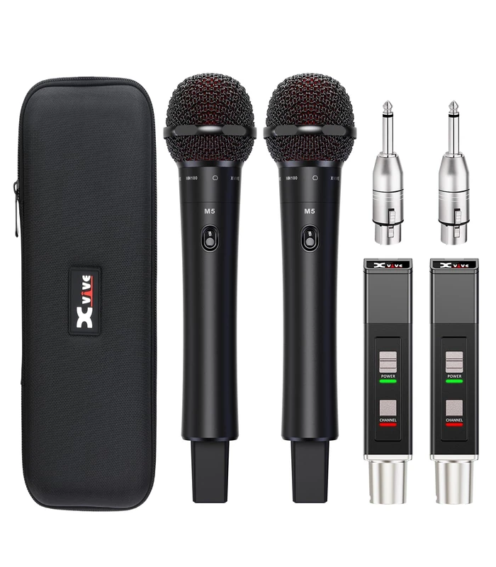 Xvive M5 Dual Handheld Wireless Microphone System, 5.8Ghz, Black