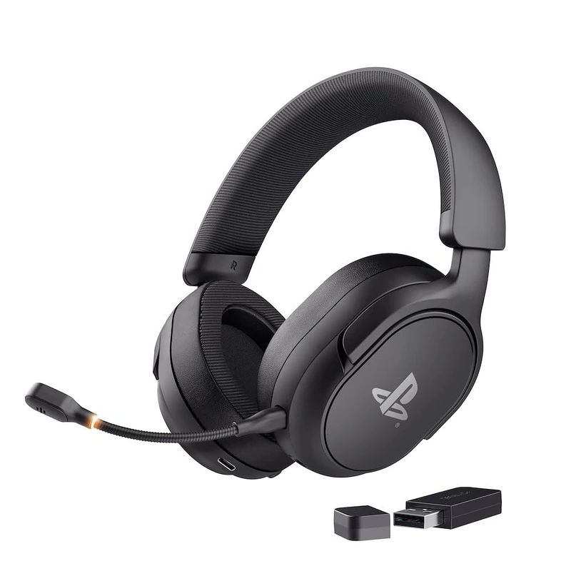 GXTrust 499 Forta Wireless Gaming Headset [Officially Licensed for PlayStation 5], Ultra-low Latency, 2.4G USB Receiver, 50mm Drivers, 55h Playtime, PS5 Headset with Microphone, Black
