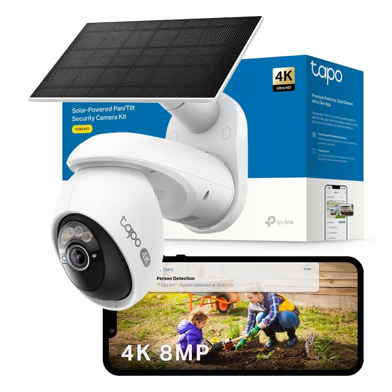 NEW TC92 KIT 4K Battery Security Camera Outdoor Wireless, Solar Camera with Colour Night Vision, Smart Person/Pet/Vehicle Detection, IP65 Weatherproof, Alexa & Google Home,Local Storage,No Monthly Fee
