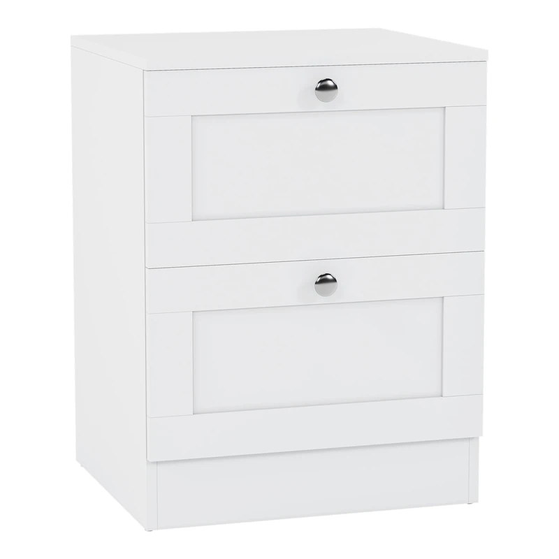 Vida Designs Altino 2 Drawer Bedside Table Set of 2 - White - Compact Space-Saving Nightstand - - Engineered Wood - Smooth Glide Drawer, Modern Chrome Knobs - Ideal for Bedroom, Guest Room