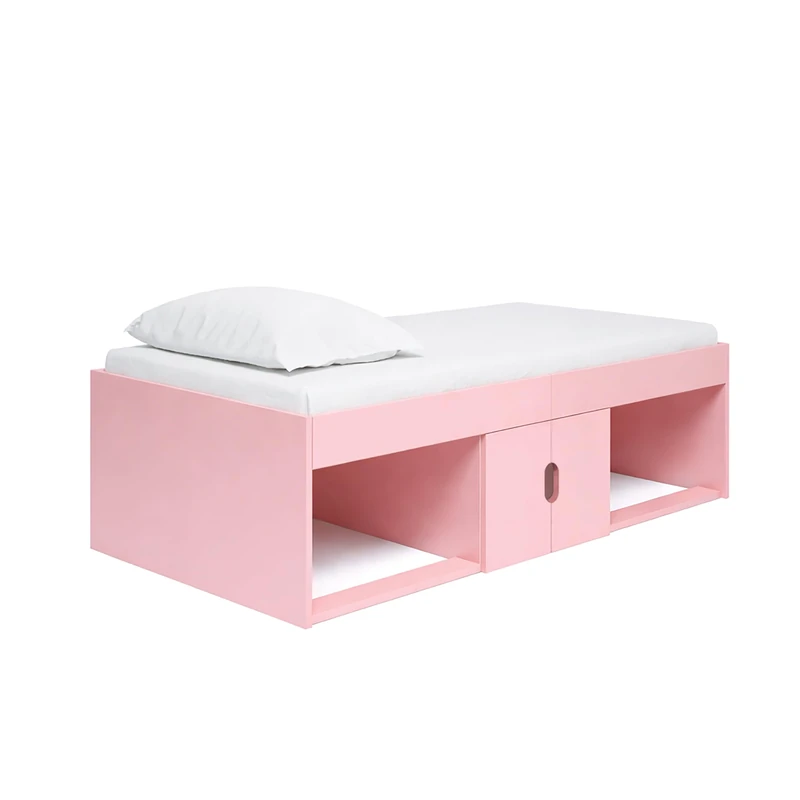 Kidsaw Single Low Cabin Bed Frame, Engineered Wood, Pink, 196x96x51cm, Contemporary, Space Saving