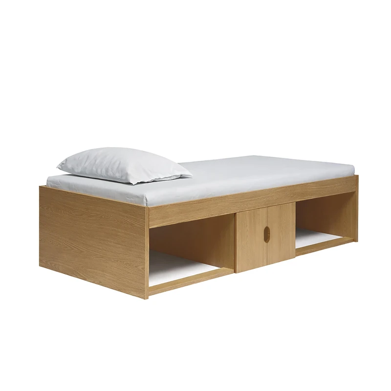 Kidsaw Single Low Cabin Bed Frame, Engineered Wood, Oak, 196x96x51 cm, Contemporary, Space Saving