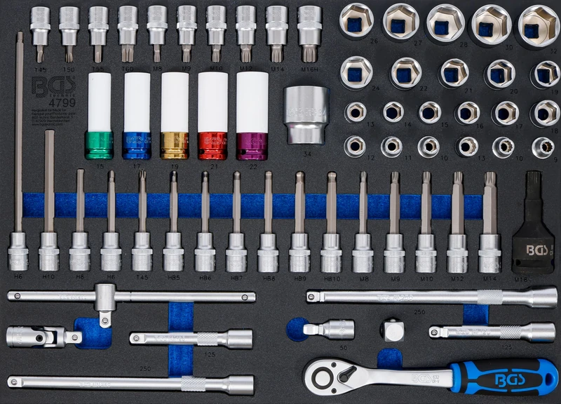 BGS 4799 Workshop Trolley Insert 3/3: Socket Spanner Set 64 Pieces