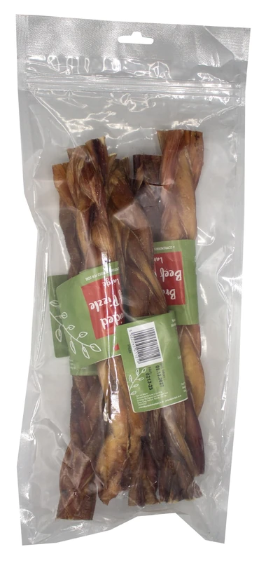 Pure & Natural Braided Beef Pizzle - Large 30cm - 5 Pack - 100% Natural Beef Dog Chew - Air Dried & Grain Free